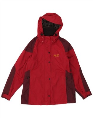 JACK WOLFSKIN Womens Windbreaker Jacket UK 12/14 Medium Red Colourblock AB31