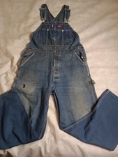 Vintage Dickies Denim Bib Overalls Carpenter Distressed Mens 36X30 USA Thrashed