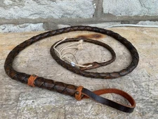 Brown Leather Whip 60" Braded New China