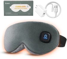 Ezona Cotton Cordless Heated Eye Mask, 2000mAh Warm Eye Compress Mask for Dry...