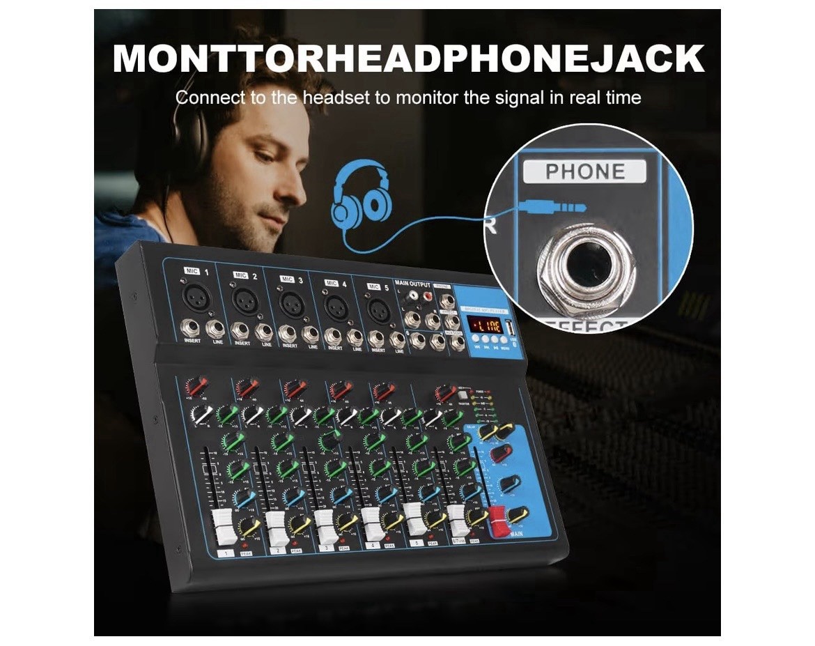 NXG GH7 4-Channel Bluetooth Mixer, 48V Phantom, USB, XLR, Open Box