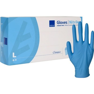 Abena Classic Nitril Handschuhe Größe L , Blau, 100 Stück in Spenderbox