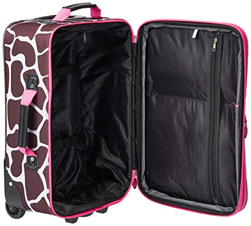 JUEGO DE EQUIPAJE DE MANO ROCKLAND 2 PIEZAS MALETA CON RUEDAS BOLSA DE MANO - ROSA JIRAFA - Imagen 5 de 5