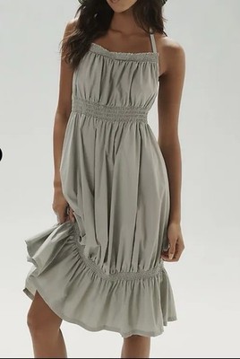 DAILY PRACTICE BY ANTHROPOLOGIE Tiered High-Low Midi Dress Size S