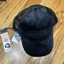 NEW Von Dutch Black Velvet Trucker Hat Cap Embroidered Tonal Logo Adjustable Y2K