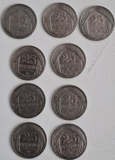 9 x 25 Pfennig Deutsches Reich 1909 D+F+G bis 1912 A