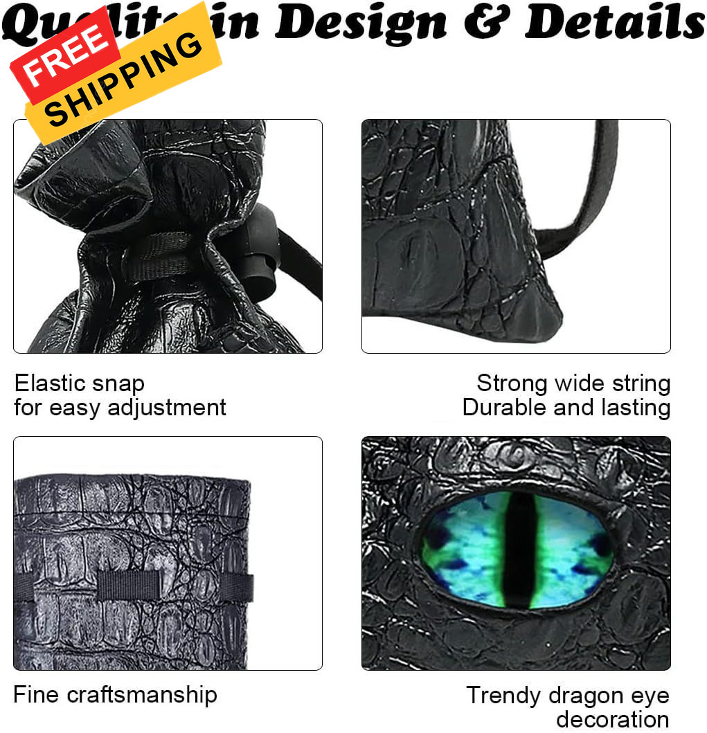 Haxtec Dragon Eye Dice Bag Drawstring Leather DND Small, Blue Green 