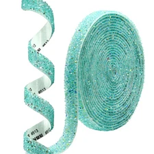 Self Adhesive Rhinestones Ribbon AB Resin Rhinestone Strips，5 Yards Bling Cry...