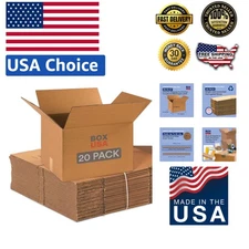 Moving Boxes 18x14x12" - 20 Heavy Duty Kraft Cardboard Boxes with Fragile Labels