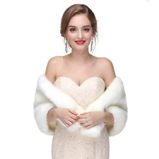 Wedding Faux Fur Shawls Wraps Bride Bridal Stole Cape Shrug Winter Accessory