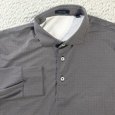 Turtleson Polo Shirt Mens Large Black Micro Check Long Sleeve Golf Performance