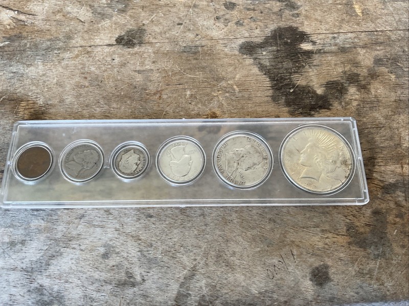 1923 Peace Silver Dollar 1951 Franklin Half Quarter Dime Nickel 1951 S PENNY Lot