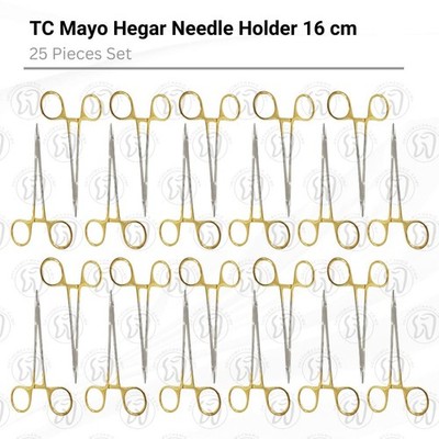 25 Pcs T/C Mayo Hegar Needle Holder Driver 6  Cross Serrated - US Duty Free