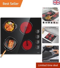 Efficient 4-Zone Built-in Electric Cooktop with Safety Shut-off and Knob Control