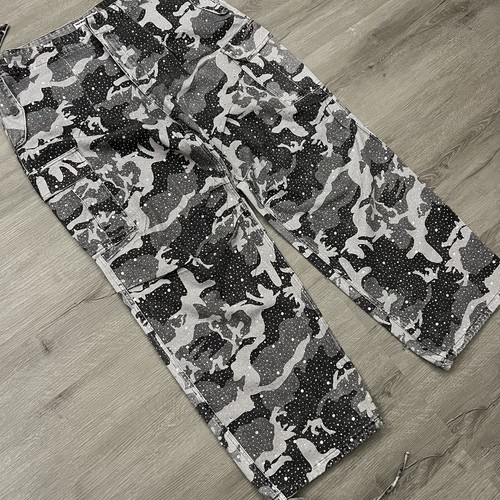 Vale Forever Winter Crystal Denim Camouflage Cargo Hose Größe 38 Brandneu