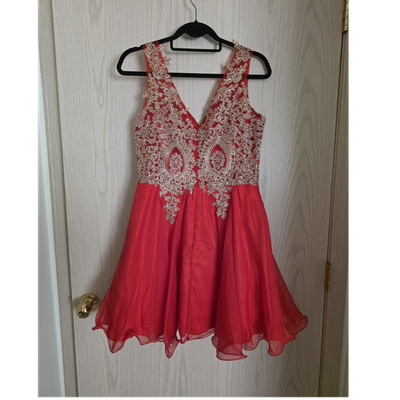 embroidered formal dress short Cold-Shoulder Glitter Short Homecoming Dress -PromGirl Blush / Medium main image 1