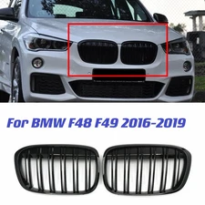 For 2016-2019 BMW X1 F48 F49 Front Kidney Bumper Grille Dual Slats Gloss Black