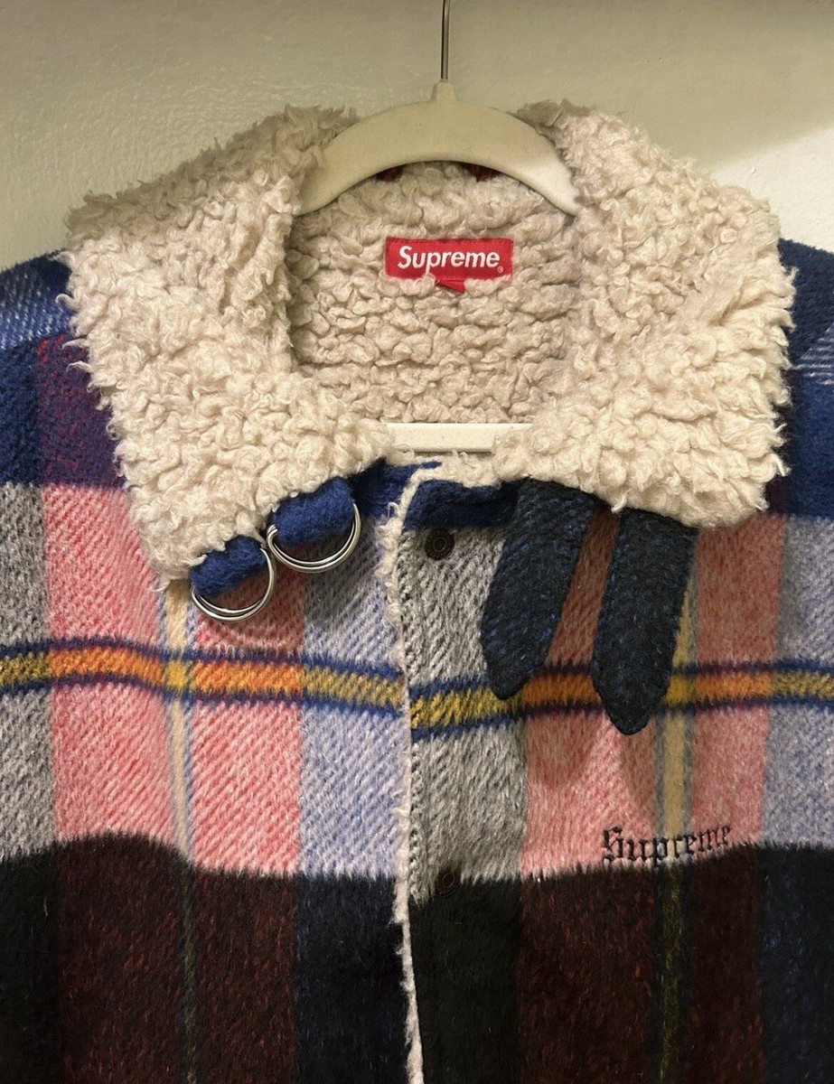 Supreme Plaid Shearling Bomber Jacket FW17 Size large Wool Coat | eBay