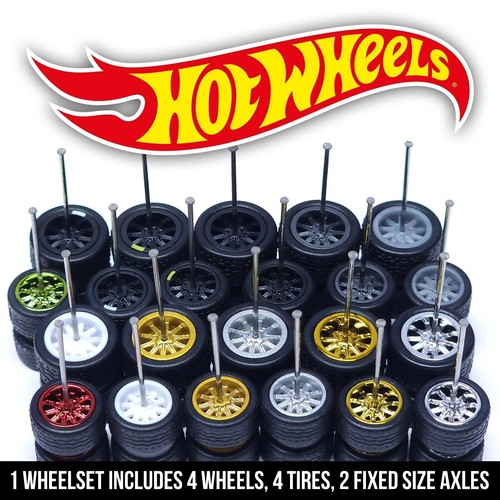 1/64 Scale 10 SPOKE MUSCLE v2 Real Rider Wheels Rims Tires Set for Hot - Picture 2 of 4