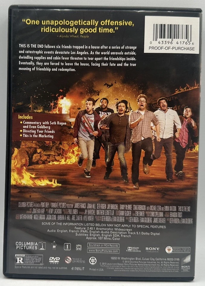 This Is the End DVD Widescreen James Franco Jonah Hill Seth Rogen 2013 - Image 2 of 3
