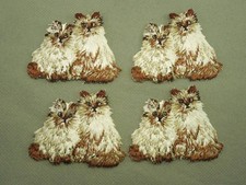 Lot of 4 Vintage Embroidered Cat Cats Kittens Himalayan Fluffy Iron On Patches
