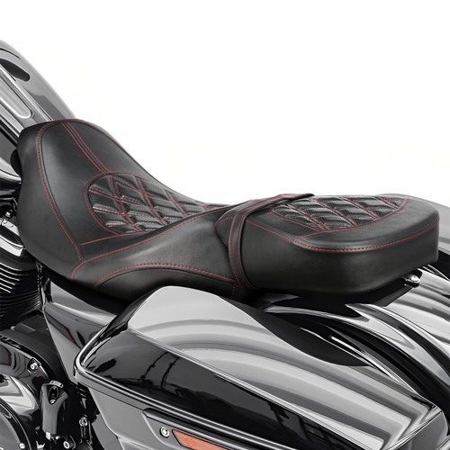 2-UP Front & Rear Seat Red Stitch Diamond For Harley CVO Road Glide 2014-2023 - Bild 4 von 8