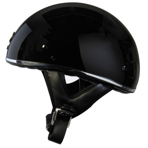 TORC T5 Fiberglass Cruiser 1/2 Half Face Motorcycle Helmet - Gloss Black Chrome - Picture 2 of 3