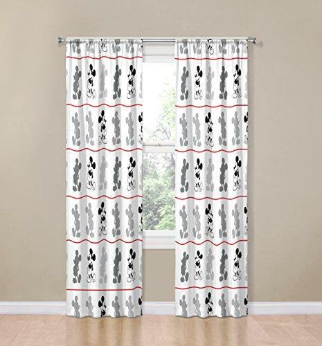 Disney Mickey Mouse Window Panel Curtains Black White Red 2 Panels 42x84 For Disney Mickey Mouse Window Panel, Red Black Gray Kitchen Curtains