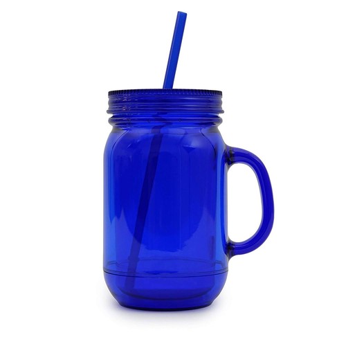 100% BPA 20 oz barattolo Mason tazza acrilica doppia parete con tazza tumbler di paglia con manico - Foto 45 di 81