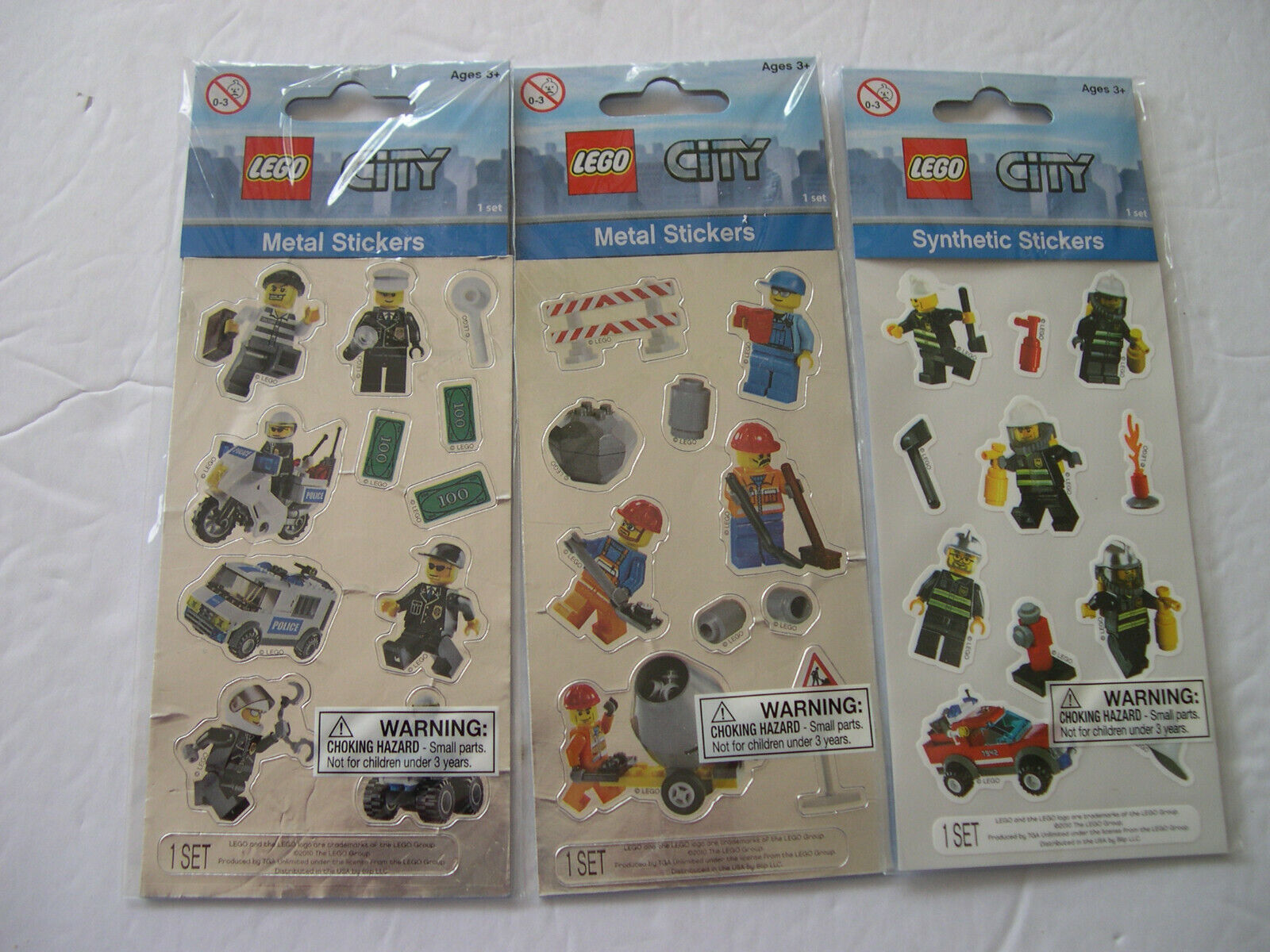 Lego City Metal & Synthetic Stickers 3 Different Packs