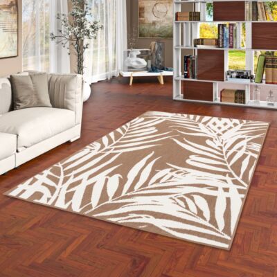 In- und Outdoor Teppich Beidseitig Cape Cod Blätter Beige Creme