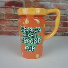 Burton Coffee Mug "Life Begins with the Second Cup" Orange color