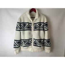 Fatherly B. Yellowtail High Pile Fleece Cream Black Geometric Jacket Coat Xs
