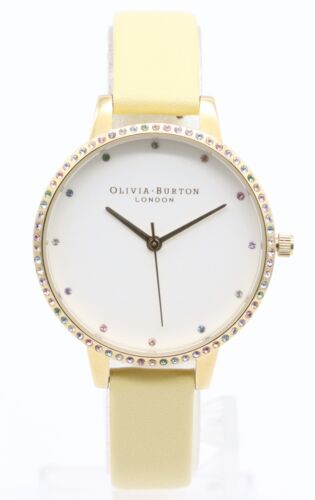 Olivia Burton Armbanduhr Analog Quarzwerk Damen Uhr Lederband gelb SEHR GUT - Afbeelding 1 van 6