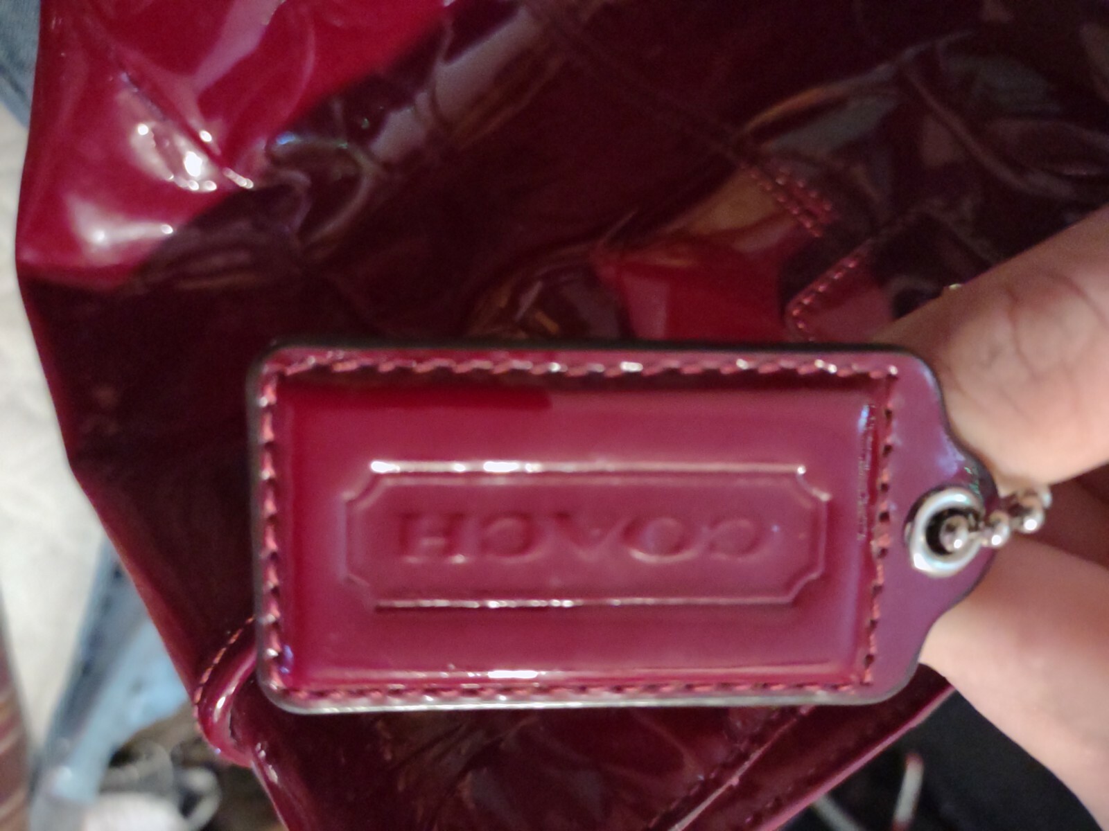 coach handbag red in color leather Gem