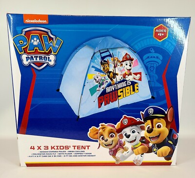 Paw Patrol Kids Camping Dome Tent, 4' Wide x 3' Tall, Blue, Mesh Top w Rain  Fly