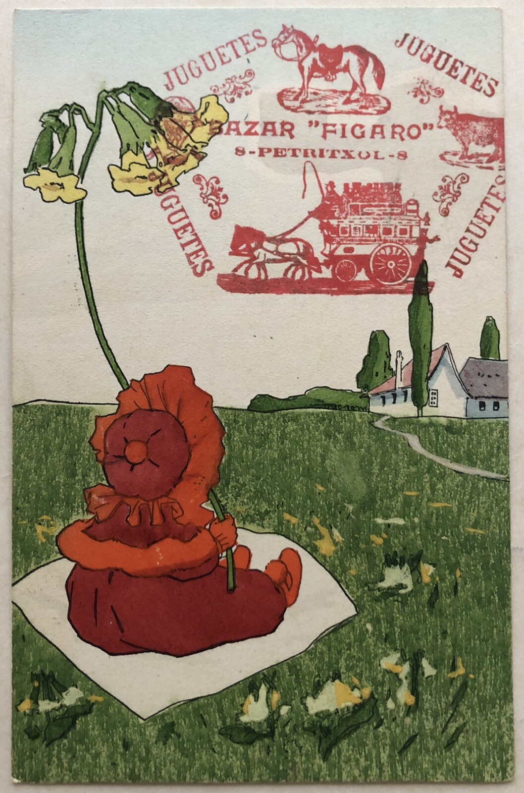 Cartolina Pubblicitaria Bazar Figaro per Giocattoli
