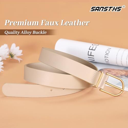 Women Faux Leather Chic Belts for Jeans Pants Fashion Ladies Belt Solid Color - Picture 4 of 15
