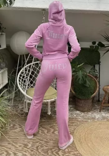 Women Y2K Juicy Logo Couture Tracksuit 2-piece Set Sport Suit Velvet Jogging New - 第 12/15 張圖片