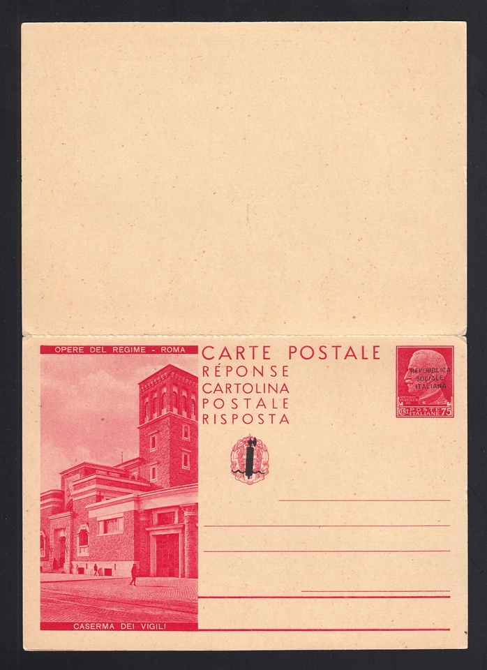 ITALIA: Michel #P81 75c/75c SOBREIMPRESO "REPUBBLICA SOCIALE" - SIN LISTAR Foto 2 de 2