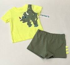 Carters Baby Boy 3 Months Shorts Shirt 2 PC Set Cute Dinosaur Summer Outfit New