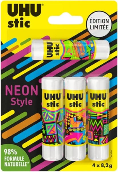 Uhu Stic 4Er Set Limited Edition Neon Style Je 8,2G Klebestift Basteln Schule-image