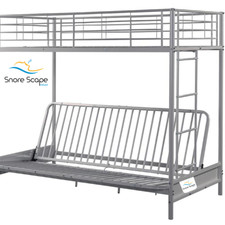 Snore Scape Metal Bunk Bed with 1x Futon Mattress in Various Colours.
