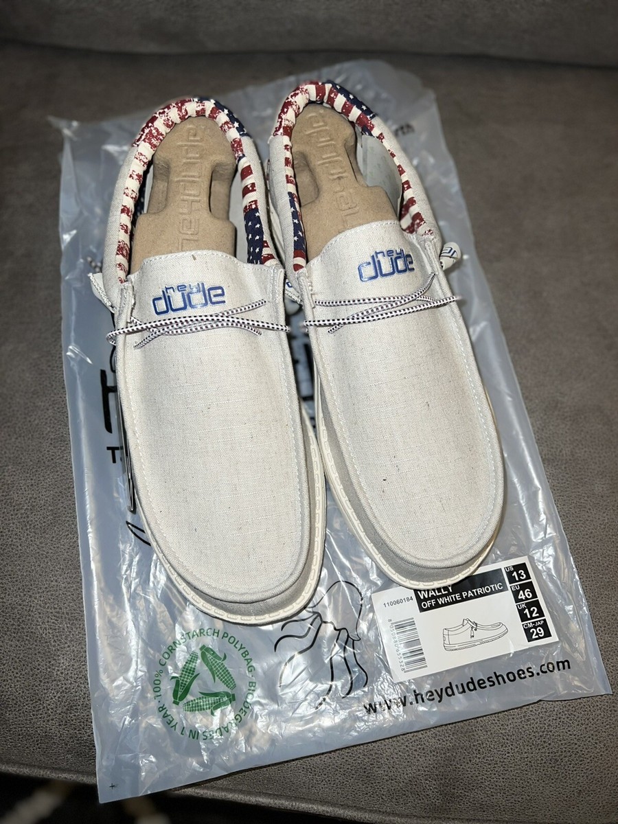 Heydude Shoes Men's Off White Patriotic Hey Dude Hey Dude