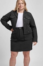 Universal Standard Chelsea Jacket Women’s S (14-16) Cropped Twill Black Stretch