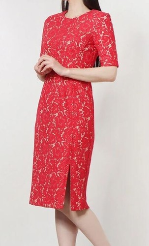 NWT Taylor Women's Red Floral Lace Sheath Dress Size 6 - 第 3/15 張圖片