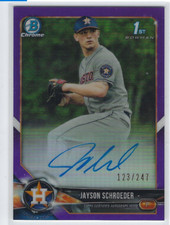 JAYSON SCHROEDER 2018 BOWMAN DRAFT CHROME ON CARD 1ST AUTO PURPLE REFRACTOR /247