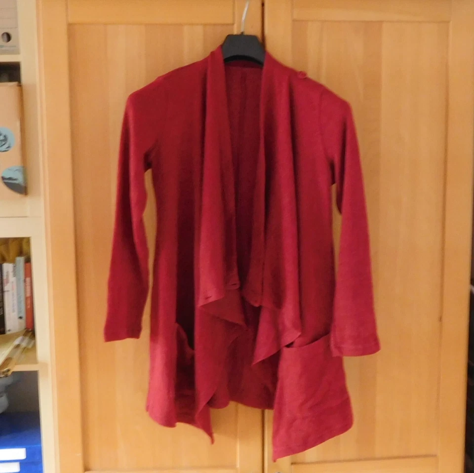 Branco Umstands Strickjacke Schwangerschaft Wasserfallkragen Gr. M Rot - Bild 2 von 4