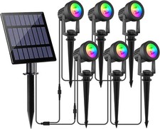 Outdoor RGB Solar Spot Lights LED Color Changing Garden Pathway Patio Lights UK