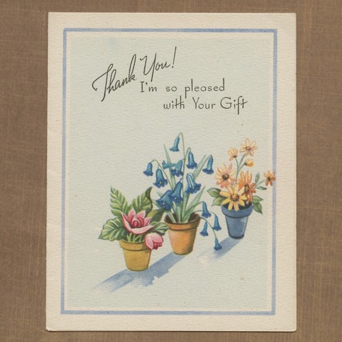 Unused Vintage THANK YOU FOR GIFT Card, Flower Pots Plants Very Kindly Thought - 第 1/6 張圖片